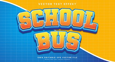 School Bus 3d editable text style Template graphic style