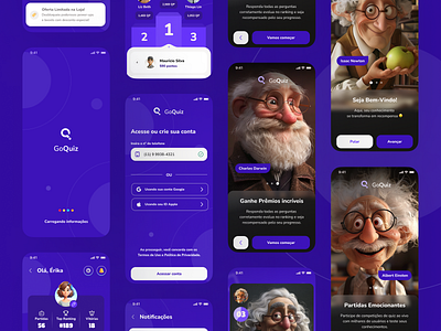 Science Quiz App 🧪 ai app blue concept design illustration onboarding quiz science splashscreen ui walkthrough