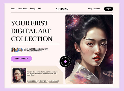 Digital artists' platform landing page concept branding collection design figma graphic design landing page logo ui uiux web design website