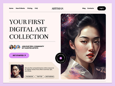 Digital artists' platform landing page concept branding collection design figma graphic design landing page logo ui uiux web design website