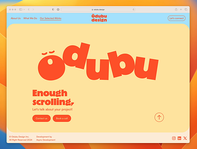 Odubu Design — Animated Footer ✨ animation branding footer footer animation logo motion graphics typography ui web design