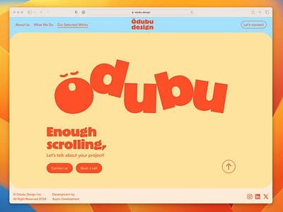 Odubu Design — Animated Footer ✨ animation branding footer footer animation logo motion graphics typography ui web design