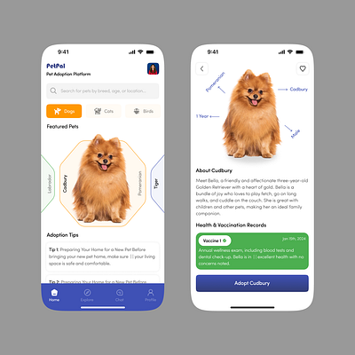 Introducing 'PetPal Adopt'—a concept app ui