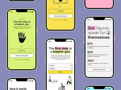 The platform for finding psychotherapists - TherapEase animation creative digitalart graphicdesign illustration mobiledesign portfolio psychological health ui uidesign uiux userinterface uxdesign website websitedesign