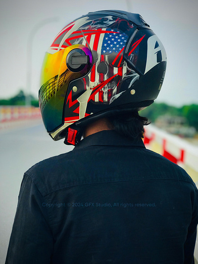 Stock:00015 ✨Portrait of a motorcycle rider posing with a Helmet cultural expression