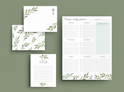 Stationery / Greenery graphic design illustration stationery