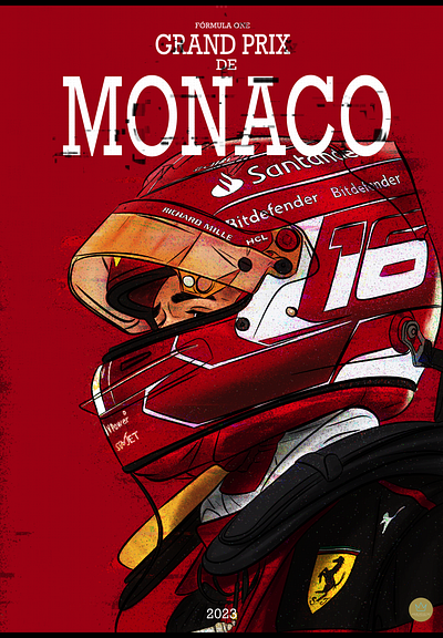 Charles Leclerc Monaco art artwork charles formula one graphic graphic design illustration leclerc poster procreate profile sport sports poster