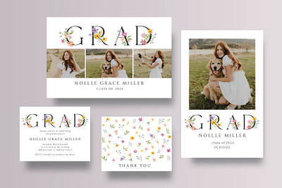 Graduation / Florals graphic design illustration invitation typography