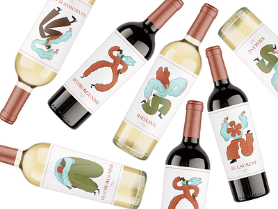 Wine label design character characterdesign illustration illustrator label label design red wine white wine wine wine label