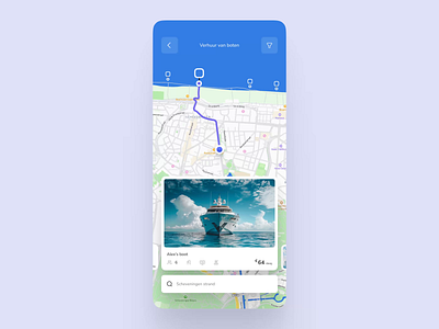 Boat Rent Application 3d aftereffects animation application blue boat light map mobile mobileapp motion motion design motion graphics prototype reserve sea ui uixux ux white