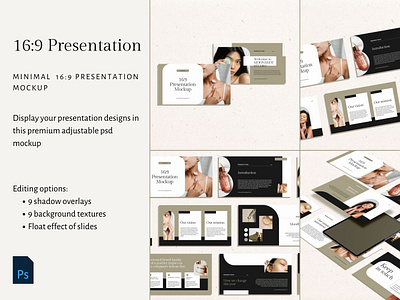 Editable 16:9 Presentation Slide Mockup for Photoshop PSD 16:9 branding mockup mockups photoshop presentation psd web design