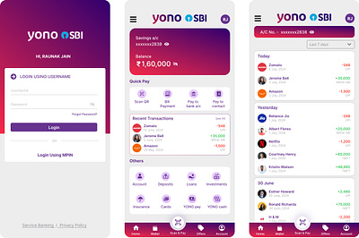 YONO SBI App Redesigned using Figma app deisgn figma mobile app mobile ui yono sbi