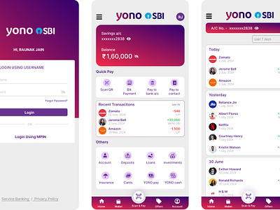 YONO SBI App Redesigned using Figma app deisgn figma mobile app mobile ui yono sbi