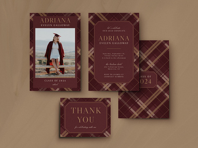 Graduation / Plaid graphic design invitation pattern