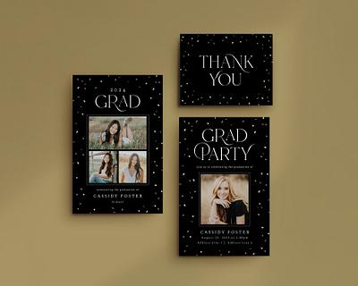 Graduation / Metallic Confetti graphic design invitation typography