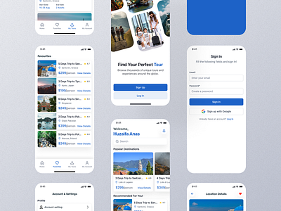 Wander Tour App app design app ui design app ux design flight booking app tour app tour app ui design tour app ui ux design tour booking app ui ux design