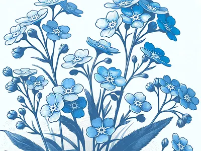 Alpine Memory Art by Aravind Reddy Tarugu alpine flower alpine forget me not aravind art blue blooms botanical art delicate flora design detailed illustration dreamy hues enduring memory fine lines illustration nature vector reddy resilient tarugu tranquil vector wild flowers