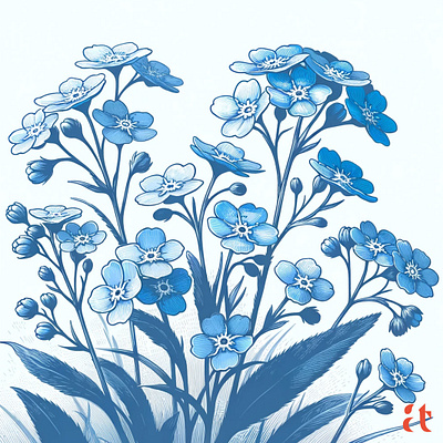 Alpine Memory Art by Aravind Reddy Tarugu alpine flower alpine forget me not aravind art blue blooms botanical art delicate flora design detailed illustration dreamy hues enduring memory fine lines illustration nature vector reddy resilient tarugu tranquil vector wild flowers