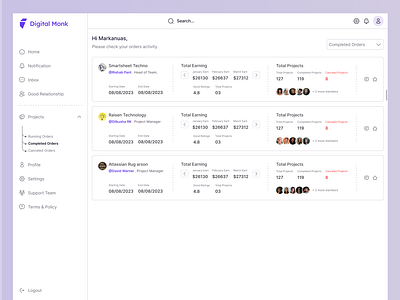 Online Project Management SaaS Web App. completed project dashboard data design management project project management task ui uiux ux visual design web app web application website