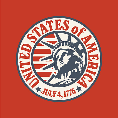 Lady Liberty 4th of july badge design illustration july 4th liberty logo patch retro statue of liberty usa vintage