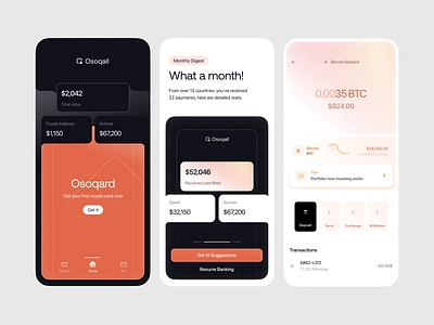 Fintech App. Empty State, Order a Card, Crypto Account balance blockchain crypto app cryptocurrency cryptocurrency app dark theme app defi defi app e wallet fintech fintech app georgia get card mobile app design ndro sandro tavartkiladze tbilisi trading trading app wallet app