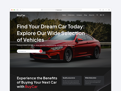BuyCar - Automotive Landing Page automotive buycar car clean dark landingpage minimalist mockup onlineshop platform ui uidesign uitrends vehicle webdesign