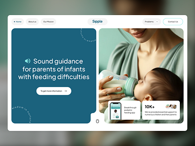 Sipple - Landing Page baby babycare babyhealth design feeding graphic design health healthcare illustration infantcare innovative landing logo pediatric soundanalysis support ui ux website