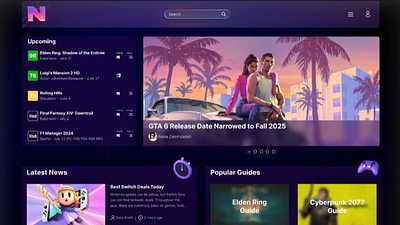 Game News - Landing Page figma game gaming graphic design ui web design