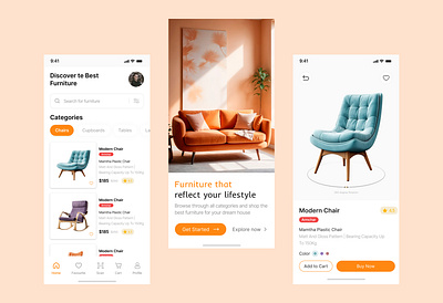 Furniture Mobile Application Design branding ecommerce furniture app mobile app design mobile design product design shopping uiux design