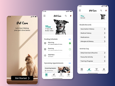 Pet Care App app app design pet pet care app ui app vet app
