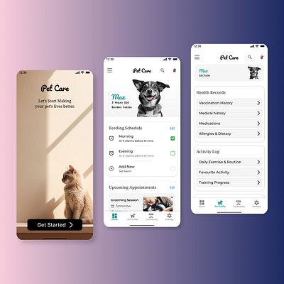 Pet Care App app app design pet pet care app ui app vet app