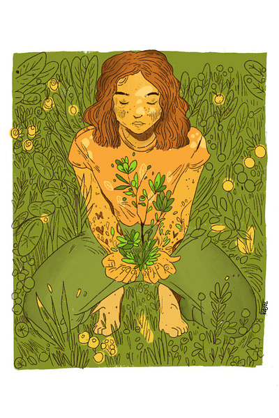 Illustration work animation digitalart ecofriendly girl greenenergy illustration meditation procreate