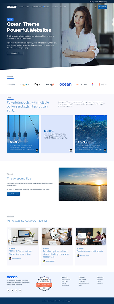 Demo Home A - Ocean Pro Theme for HubSpot content hub home page hubspot ocean theme theme website