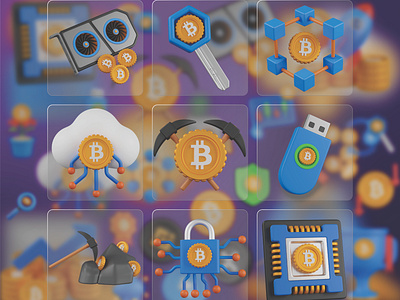 Crypto-currency 3D Icon Asset 3d bitcoin bitcoin cloud network bitcoin key bitcoin mining bitcoin processor bitcoin security blockchain btc crypto crypto wallet cryptocurrency crytp currency 3d icon digital currency gpu mining icon illustration mining processor trading