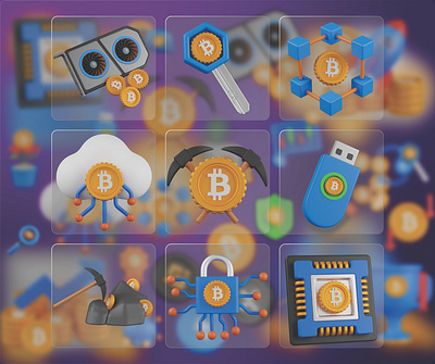 Crypto-currency 3D Icon Asset 3d bitcoin bitcoin cloud network bitcoin key bitcoin mining bitcoin processor bitcoin security blockchain btc crypto crypto wallet cryptocurrency crytp currency 3d icon digital currency gpu mining icon illustration mining processor trading