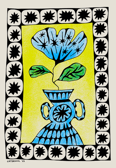 Flower in Vase drawing flower frame illustration procreate sketch vase