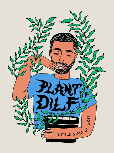 Plant Dilf for Little Shop of Soil client cute dad dilf drawing illustration little shop of soil milf mom parent plant plants procreate