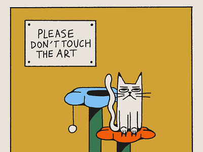 Please don't touch the art art cat cat tree cats comic cute drawing for hire funny hand drawn illustration