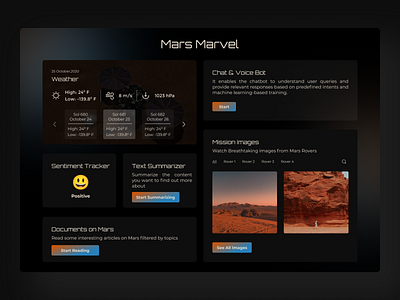 Mars Marvel - Home Page dark design flat mars minimal space ui uiux ux weather