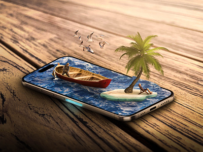 Tropical Phone art illustration photoshop