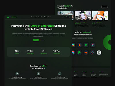 Lunargen: Innovating Future of Enterprise Solutions figma landingpage modernlanding