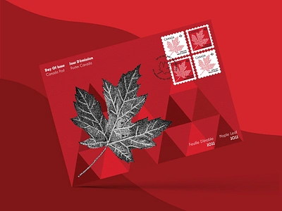 Canada Post Day of Issue — Postcard design and stamp design canada post card card design day of issue design graphic design illustration maple leaf pointillism postcard stamp book stamps