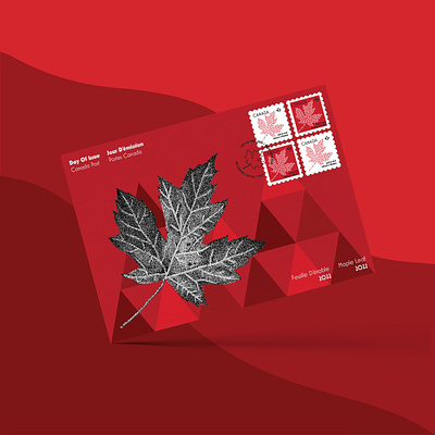 Canada Post Day of Issue — Postcard design and stamp design canada post card card design day of issue design graphic design illustration maple leaf pointillism postcard stamp book stamps