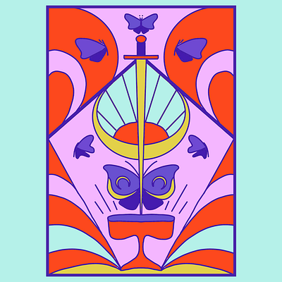 Untitled Illustration 2 6 of cups butterflies cards cups digital illustration intuition ipad ipad art playing cards procreate tarot tattoo teal