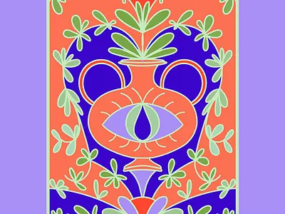 Untitled Illustration 3 cards cobalt digital digital art evil eye flowers intuition ipad ipad drawing magic periwinkle plants playing cards procreate succulent tarot tarot cards vase