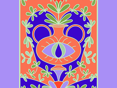 Untitled Illustration 3 cards cobalt digital digital art evil eye flowers intuition ipad ipad drawing magic periwinkle plants playing cards procreate succulent tarot tarot cards vase