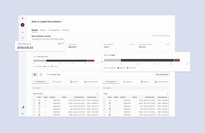 Financial Reconciliation App data data grid data vis finance fintech money recon ui