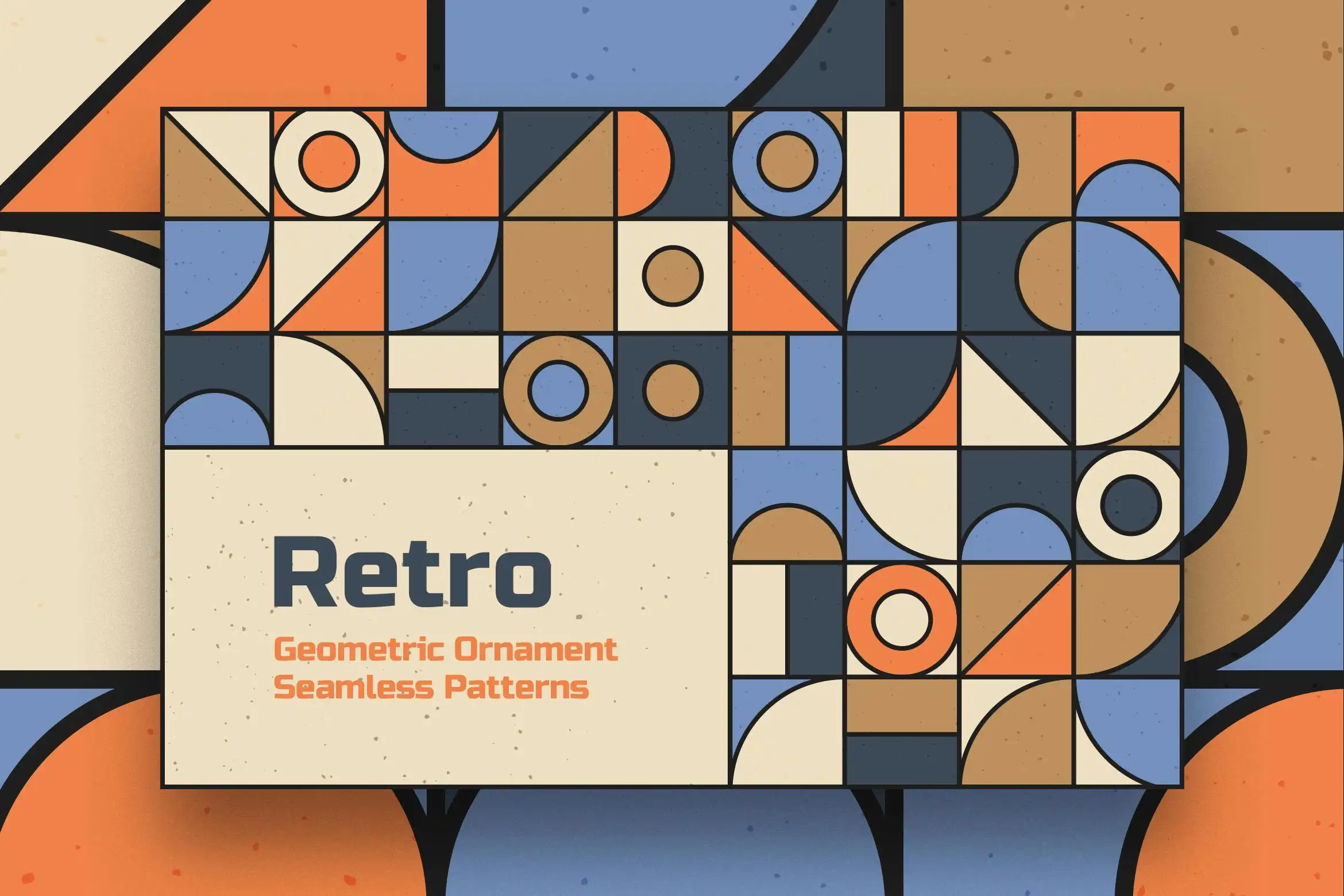 Example of Vintage Geometric Mosaic Seamless Patterns