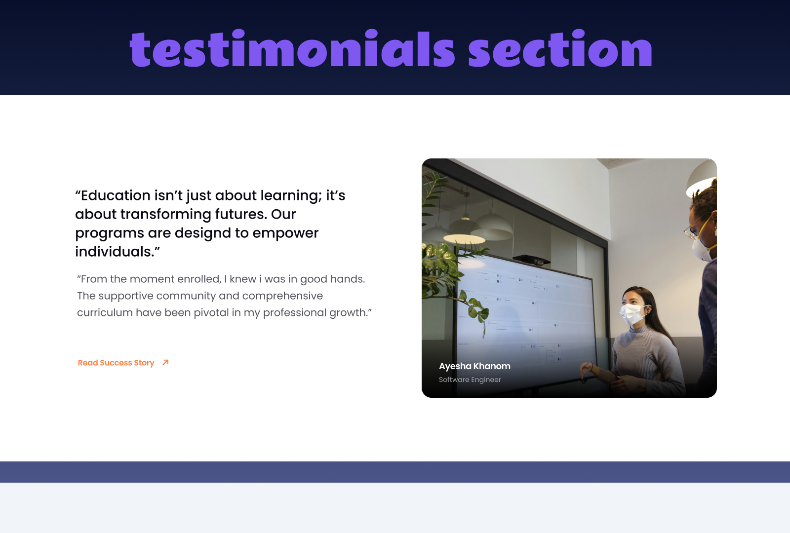 Testimonials Section - web design by Opurba Banik on Dribbble