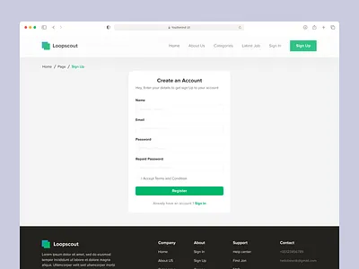 Sign Up page branding design dribbble job finder ui uidesign uiux design webdesign